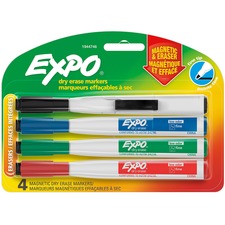 Expo Eraser Cap Fine Magnetic Dry Erase Markers Medium, Fine, Broad Marker Point - Assorted Ink - 4 / Pack