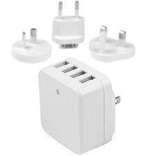 StarTech.com 4-Port USB Wall Charger - International Travel - 34W/6.8A - White 34 W - 120 V AC, 230 V AC Input - 5 V DC Output - 6.80 A - 1 Each