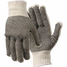 MCR Safety Poly/Cotton Large Work Gloves Dirt, Debris Protection - Large Size - For Right/Left Hand - White - Elastic Wrist, Knit Wrist - 2 / Pair
