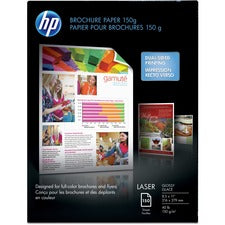 HP Glossy Brochure Paper - White 97 Brightness - Letter - 8 1/2" x 11" - 40 lb Basis Weight - Glossy - White - 150/Pack - 5 / Carton
