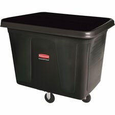 Rubbermaid Commercial 300-lb Capacity Cube Truck 44.91 gal Capacity - Cube - Durable - 28.1" Height x 26" Width - Metal, High-density Polyethylene (HDPE) - Black - 1 Each