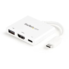 StarTech.com Docking Station for Monitor, Notebook, Projector - 60 W - USB Type C - 1 Displays Supported - 4K - 4096 x 2160, 3840 x 2160 - 1 x USB Type-A Ports - USB Type-A - USB Type-C - 1 x HDMI Ports - HDMI - White - Wired - Windows, macOS