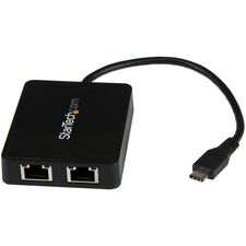StarTech.com USB-C to Dual Gigabit Ethernet Adapter with USB (Type-A) Port USB Type C ASIX - AX88179 - 2 Port(s) - 2 - Twisted Pair - 10/100/1000Base-T - Desktop