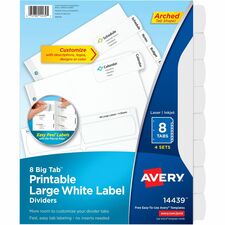 Avery® Big Tab Tab Divider 32 x Divider(s) - 8 - 8 Tab(s)/Set - 8.5" Divider Width x 11" Divider Length - 3 Hole Punched - White Paper Divider - White Paper Tab(s) - 20% Recycled - 4 / Pack