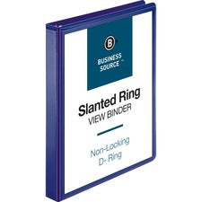 Business Source D-Ring View Binder 1" Binder Capacity - Fastener(s): Slant D-Ring - Pocket(s): Internal - Navy - Clear Overlay, Labeling Area, Lay Flat, Pocket - 1 Each