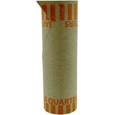 PAP-R Tubular Coin Wrap 25¢ Denomination - Durable, Burst Resistant, Crimped, Pre-formed - 57 lb Basis Weight - Paper - Orange - 1000 / Box