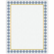 Geographics Award Certificates Burgundy Gold Foil 24 lb Basis Weight - 8.5" Width x 11" Length - Inkjet Compatible - White with Kensington Blue, Gold Border - 15 / Pack