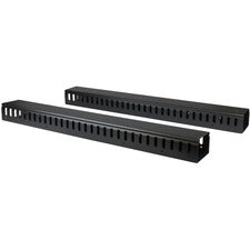 StarTech.com Vertical Cable Organizers Duct Panel - Black - 40U Rack Height x 5.60" Length - Steel, Plastic - 1 Each - TAA Compliant