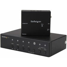 StarTech.com Multi-Input HDBaseT Extender 4 Input Device - 229.66 ft Range - 2 x HDMI In - 1 x VGA In - 1 x HDMI Out - DisplayPort - 1 - 1 - 4K - 4096 x 2160 - Twisted Pair - Category 5e - Display, Digital Signage System - Rack-mountable, Desktop - TAA Co
