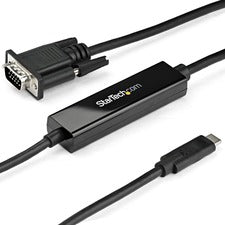 StarTech.com 1m / 3 ft USB C to VGA Cable - USB Type C to VGA - 1920 x 1200 - Black 3.28 ft USB/VGA Video Cable Adapter for Projector, Monitor, Workstation, Video Device, Chromebook, MacBook, TV, MacBook Air, MacBook Pro, iPad Pro - First End: 1 x 15-pin
