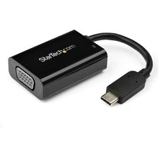 StarTech.com USB-C to VGA Adapter with USB Power Delivery - 60 Watts - Black 1 x 24-pin USB Type C - Male - 1 x 15-pin HD-15 - Female, 1 x 24-pin USB Type C Power - Female - Black - 1 Each