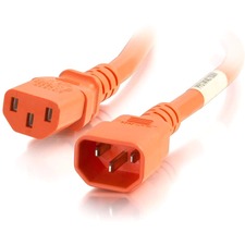 C2G 2ft 18AWG Power Cord (IEC320C14 to IEC320C13) - Orange 250 V AC / 10 A - Orange - 2 ft Cord Length - IEC 60320 C14 / IEC 60320 C13 - 1