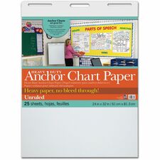 Pacon Heavy Duty Anchor Chart Paper 25 Sheets - Plain - Unruled Front Ruling - 24" x 32" Sheet Size - White Paper - 4 / Carton