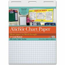 Pacon Heavy Duty Anchor Chart Paper 25 Sheets - Grid Ruled Front Ruling - 1" Ruled - 1 Horizontal Squares - 1 Vertical Squares - 27" x 34" Sheet Size - White Paper - 4 / Carton