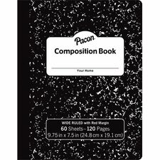 Pacon Composition Book 60 Sheets - Wide Ruled Front Ruling - 0.38" Ruled - 7 1/2" x 9 3/4" Sheet Size - Black Marble Cover - 72 / Carton