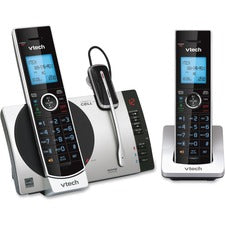 VTech Connect to Cell DS6771-3 DECT 6.0 Cordless Phone - Black, Silver 1 x Phone Line - 2 x Handset - Speakerphone - Answering Machine - Hearing Aid Compatible