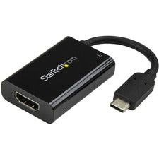 StarTech.com USB-C to HDMI Video Adapter with USB Power Delivery - 4K 60Hz 1 x 24-pin Type C USB 3.0 USB Male - 1 x 19-pin HDMI Digital Audio/Video Female, 1 x 24-pin Type C USB 3.0 USB Female - 4096 x 2160 Supported - Black - 1 Each