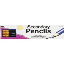 Charles Leonard Secondary Pencils with Eraser Black Lead - Blue Barrel - 12/Pack - 12 / Box