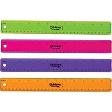 Officemate Flexible Rulers 12" Length x 1.3" Width - Imperial, Metric Measuring System - Plastic - Assorted - 12 / Pack