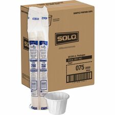 Solo 0.75 oz Treated Paper Souffle Portion Cups 0.75 fl oz - White - Paper - 250/Bag - 20 / Carton