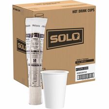 Solo 12 oz Disposable Hot Cups 12 fl oz - White - Paper - Hot Drink, Coffee, Tea, Cocoa - 50/Bag - 20 / Carton