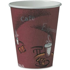 Solo 8 oz Bistro Design Disposable Paper Cups 8 fl oz - Maroon - Paper - Beverage, Hot Drink, Cold Drink, Coffee, Tea, Cocoa - 50 / Pack