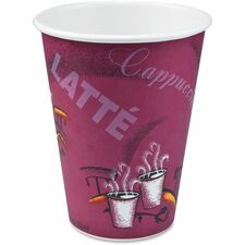 Solo 12 oz Bistro Design Disposable Paper Cups 12 fl oz - Maroon - Paper - Beverage, Hot Drink, Cold Drink, Coffee, Tea, Cocoa - 50 / Pack