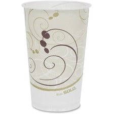 Solo 16 oz Symphony Waxed Paper Cold Cups 16 fl oz - White, Brown, Green - Paper - Cold Drink, Milk Shake, Smoothie - 50 / Pack
