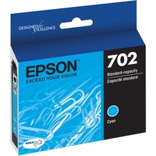 Epson DURABrite Ultra T702 Original Standard Yield Inkjet Ink Cartridge - Cyan - 1 Each 300 Pages