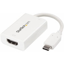 StarTech.com USB-C to HDMI Video Adapter with USB Power Delivery - 4K 60Hz - White 1 x 24-pin Type C USB Male - 1 x 19-pin HDMI Digital Audio Female - 3840 x 2160 Supported - White - 1 Each