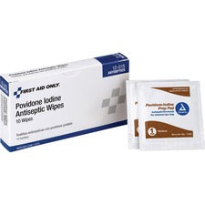 First Aid Only Povidone Iodine Antiseptic Wipes 2.3" Height x 0.8" Width x 4" Depth - 10 / Box