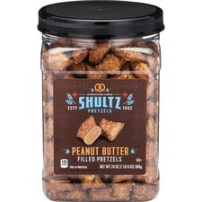 Office Snax Peanut Butter Filled Pretzels Resealable Tub - Peanut Butter - 1.50 lb - 1 Each