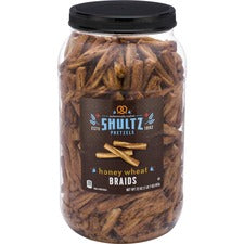 Office Snax Honey Wheat Braided Pretzels Resealable Tub - Honey, Wheat - 1.50 lb - 1 Each