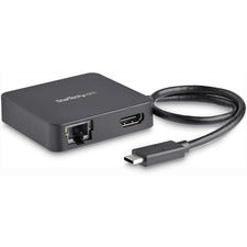 StarTech.com USB-C Multiport Adapter for Laptops - 4K HDMI - GbE - USB-C - USB-A for Notebook - USB Type C - 1 Displays Supported - 4K - 4096 x 2160, 3840 x 2160 - 2 x USB Ports - 2 x USB 3.0 - USB Type-A - USB Type-C - Network (RJ-45) - HDMI - Black - Th