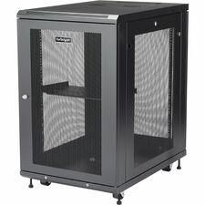 StarTech.com Server Rack Cabinet - 31 in. Deep Enclosure - 18U For Server, LAN Switch, Patch Panel, A/V Equipment, Networking - 18U Rack Height x 19" Rack Width x 31" Rack Depth - Floor Standing Enclosed Cabinet - 4 Post - Black - Steel, Mesh - 992.08 lb