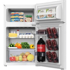 Avanti RA31B0W 3.1 Cubic Foot 2-door Compact Refrigerator 3.10 ft³ - Auto-defrost - Top Mount - Auto-defrost - Reversible - 2.10 ft³ Net Refrigerator Capacity - 1 ft³ Net Freezer Capacity - 120 V AC - 320 kWh per Year - White - Freestanding