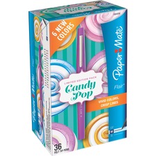 Paper Mate Flair Candy Pop Limited Edition Felt Tip Pen Medium Pen Point - Assorted Ink - Felt Tip - 36 / Box