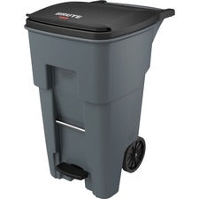 Rubbermaid Commercial 1971968 65 Gallon BRUTE Step-On Rollout Container - Gray Step-on Opening - Rollout Lid - 65 gal Capacity - Manual - Heavy Duty, Wheels, Reinforced, Handle, Easy to Clean - 44.7" Height x 25.3" Width - High-density Polyethylene (HDPE)