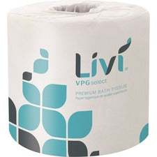 Livi Leaf VPG Bath Tissue 2 Ply - 4.49" Width x 3.98" Length - 500 Sheets/Roll - White - Virgin Fiber - 80 / Carton