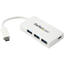 StarTech.com 4-Port USB-C Hub - USB-C to 1x USB-C and 3x USB-A - USB 3.0 Hub - White USB Type C - External - 4 USB Port(s) - 4 USB 3.0 Port(s) - PC, Mac, Linux - TAA Compliant