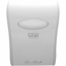 LoCor Mechanical Hands-Free Roll Dispenser Touchless Dispenser - 10" Height x 12.4" Width x 16.8" Depth - White - Hands-free, Key Lock - 1 Each