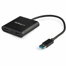 StarTech.com USB to Dual HDMI Adapter - 4K 9-pin Type A USB 3.0 USB Male - 2 x 19-pin HDMI Digital Audio/Video Female - 3840 x 2160 Supported - Black - 1 Each - TAA Compliant
