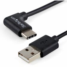 StarTech.com USB-A to USB-C Cable - Right-Angle - M/M - 1 m (3 ft.) - USB 2.0 3.28 ft USB/USB-C Data Transfer Cable for Tablet, Smartphone, Power Bank, Notebook, Computer, Wall Charger - First End: 1 x 4-pin USB 2.0 Type A - Male - Second End: 1 x 24-pin