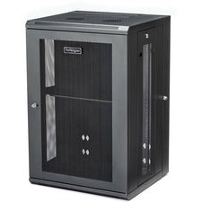 StarTech.com 18U Wall Mount Network Switch Cabinet With Hinged Back Panel For Server, LAN Switch, Patch Panel - 18U Rack Height16" Rack Depth - Wall Mountable - Black - Steel, Mesh - 198.42 lb Static/Stationary Weight Capacity