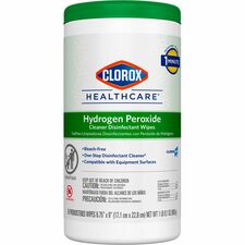 Clorox Healthcare Hydrogen Peroxide Cleaner Disinfectant Wipes 9" Length x 6.75" Width - Recommended For: Soap Scum Remover - Pre-moistened, Disinfectant, Deodorize, Anti-bacterial - White - 95/Tub - 1 Each