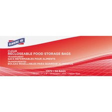 Genuine Joe Food Storage Bags 1 quart Capacity - 8" Length x 7" Width x 1.75 mil (44 Micron) Thickness - Clear - Food, Beef, Seafood, Poultry, Vegetables - 50 / Box