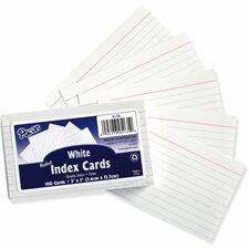 Pacon Ruled Index Cards Front Ruling Surface - Ruled Front Ruling - 0.25" Ruled - Index Card - 3" x 5" Sheet Size - White Paper - Sturdy - 100 / Pack