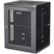 StarTech.com 15U Wall-Mount Server Rack Cabinet - 16.1 in. Deep - Hinged For Server, LAN Switch, Patch Panel - 15U Rack Height16.10" Rack Depth - Wall Mountable - Black - Steel, Steel Mesh - 198.42 lb Static/Stationary Weight Capacity