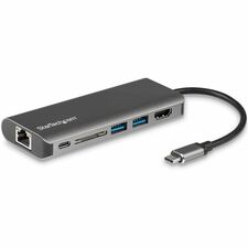 StarTech.com Docking Station for Notebook - Memory Card Reader - SD, SDXC, SDHC - 60 W - USB Type C - 1 Displays Supported - 4K - 4096 x 2160, 3840 x 2160, 2560 x 1600, 2560 x 1440 - 3 x USB Ports - 3 x USB 3.0 - USB Type-A - USB Type-C - Network (RJ-45)