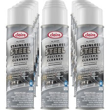 Claire Stainless Steel Polish and Cleaner 15 fl oz (0.5 quart) - Lemon Scent - Non-abrasive, CFC-free - Clear Can - 12 / Carton